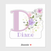 Naam & Initiaal met Bloem Sticker Uitsnijding (Vel)