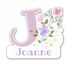 Naam & Initiaal met Bloemendesign Sticker Uitknipp