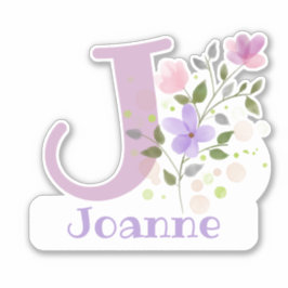 Naam & Initiaal met Bloemendesign Sticker Uitknipp