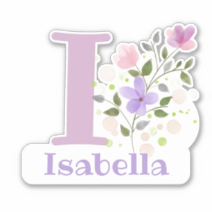 Naam & Initiaal met Bloemendesign Sticker Uitknipp