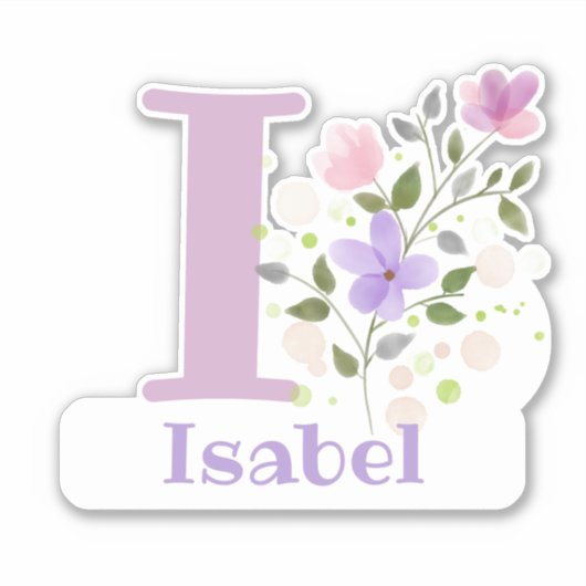 Naam & Initiaal met Bloemendesign Sticker Uitsnijd (Voorkant)