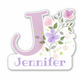 Naam & Initiaal met Bloemendesign Sticker Uitsnijd