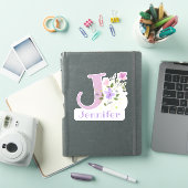 Naam & Initiaal met Bloemendesign Sticker Uitsnijd (iPad Cover)