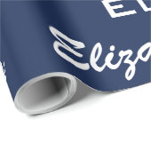 Naam Initiaal Monogram blauw Persoonlijke Gift Cadeaupapier (Rol Hoek)