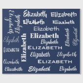 Naam Initiaal Monogram blauw Persoonlijke Gift Cadeaupapier (Vlak)