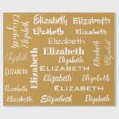 Naam Initiaal Monogram Goud Wit Gepersonaliseerde  Cadeaupapier (Vlak)