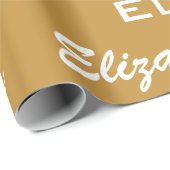 Naam Initiaal Monogram Goud Wit Gepersonaliseerde  Cadeaupapier (Rol Hoek)