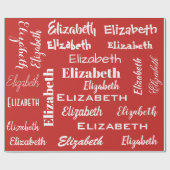 Naam Initiaal Monogram Rood Gepersonaliseerde Gift Cadeaupapier (Vlak)