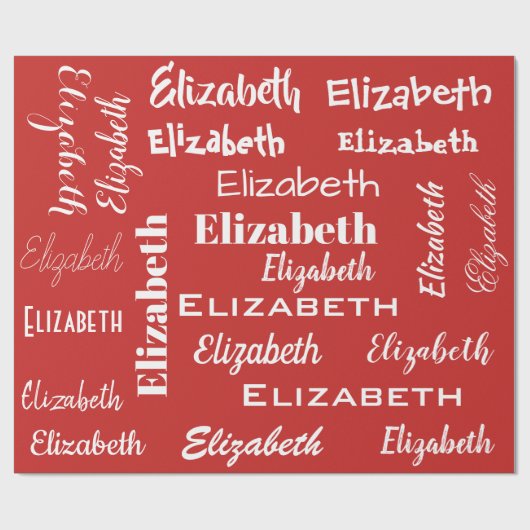 Naam Initiaal Monogram Rood Gepersonaliseerde Gift Cadeaupapier (Vlak)