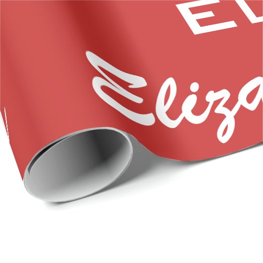 Naam Initiaal Monogram Rood Gepersonaliseerde Gift Cadeaupapier (Rol Hoek)