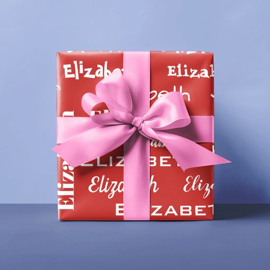 Naam Initiaal Monogram Rood Gepersonaliseerde Gift Cadeaupapier