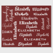 Naam Initiaal Monogram Rood Witte Gepersonaliseerd Cadeaupapier (Vlak)