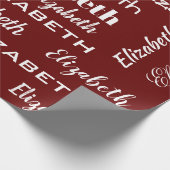 Naam Initiaal Monogram Rood Witte Gepersonaliseerd Cadeaupapier (Hoek)