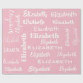 Naam Initiaal Monogram Roze Witte Gepersonaliseerd Cadeaupapier (Vlak)