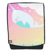 Naam Initiaal Narwalale Ocean Whale en Clouds Ombr Rugtassen (Voorkant)