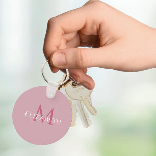 Naam Initiaal Roze Persoonlijk Monogram Voor Haar Sleutelhanger