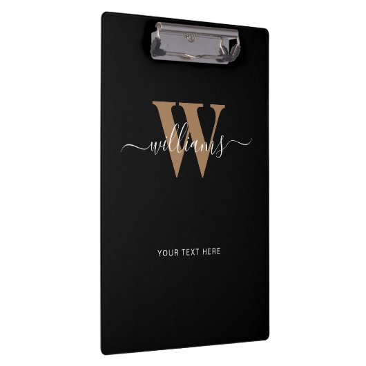 Naam Initiaal van modern zwart monogram Gold Scrip Klembord (Rechts)