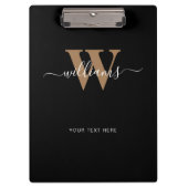 Naam Initiaal van modern zwart monogram Gold Scrip Klembord (Voorkant)
