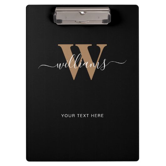 Naam Initiaal van modern zwart monogram Gold Scrip Klembord (Voorkant)