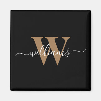 Naam Initiaal van modern zwart monogram Gold Scrip Magneet
