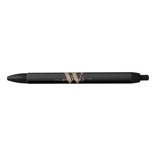 Naam Initiaal van modern zwart monogram Gold Scrip Zwarte Inkt Pen (Voorkant)
