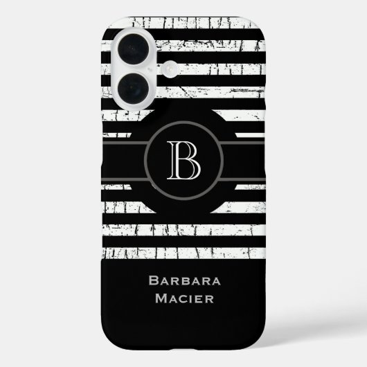 Naam initiaal zwart/wit gepersonaliseerd Case-Mate iPhone case (Achterkant)