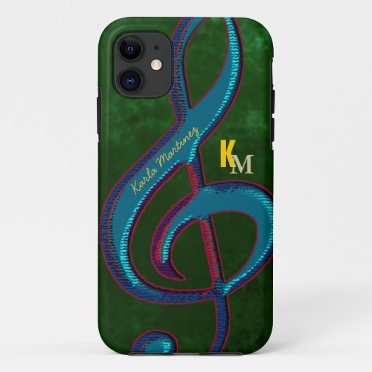 naam initialen clave muzieknoot Case-Mate iPhone case (Achterkant)