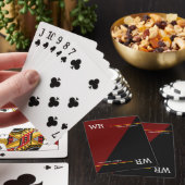 naam & initialen half zwart half rood cool pokerkaarten (Insitu)