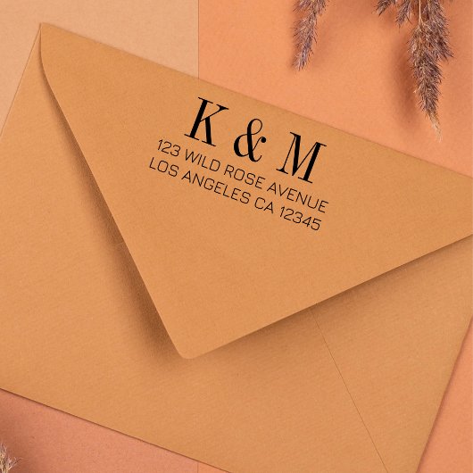 Naam Initialen Monogram Bruiloft Retouradres Zelfinktende Stempel