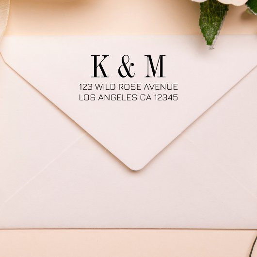Naam Initialen Monogram Bruiloft Retouradres Zelfinktende Stempel