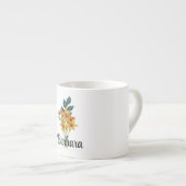 Naam Initialen of Tekst, Papier Gewatteerde Bloeme Espresso Kop (Voorkant rechts)