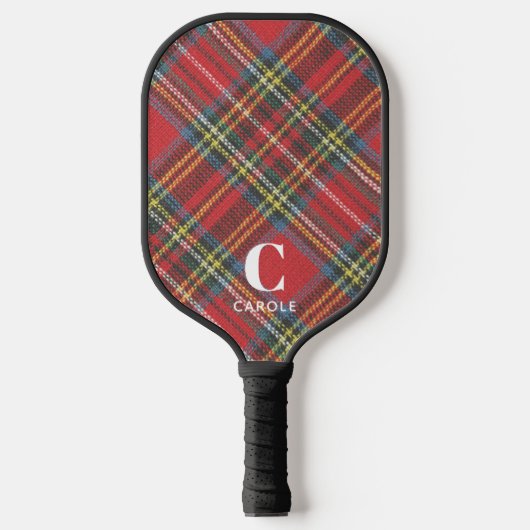 Naam Initialen op Royal Stewart Tartan Print, Pickleball Paddle (Voorkant)