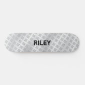 Naam Initialen Silver Grey Steel Checker Bord toev Persoonlijk Skateboard (Horizontaal)
