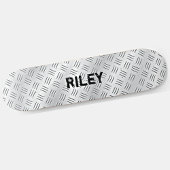 Naam Initialen Silver Grey Steel Checker Bord toev Persoonlijk Skateboard