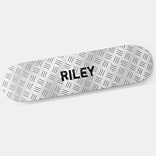 Naam Initialen Silver Grey Steel Checker Bord toev Persoonlijk Skateboard