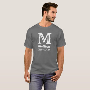 Naam Initieel Monogram Bruidsjonker Trouw Grijs T-shirt