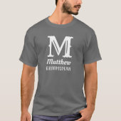 Naam Initieel Monogram Bruidsjonker Trouw Grijs T-shirt (Voorkant)