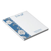 naam Inscripted Blue Floral Toile Notitieblok (Schuin)