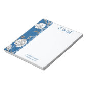 naam Inscripted Blue Floral Toile Notitieblok (Linkerzijde)