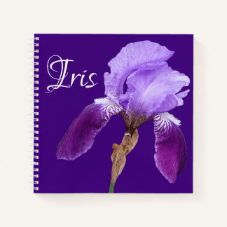 naam Iris paarse bloemboho Notitieboek