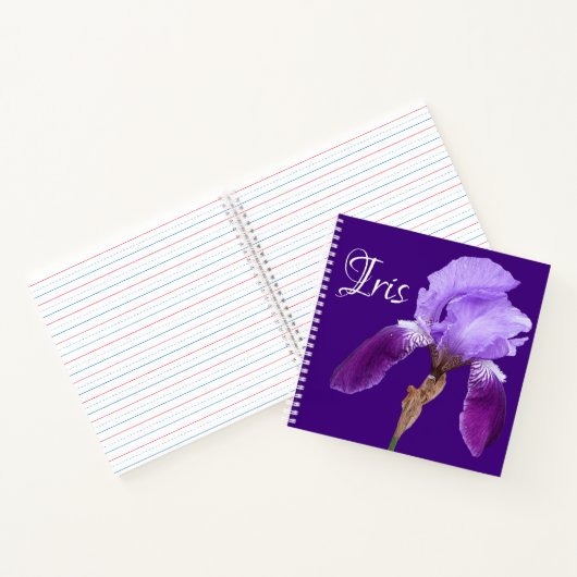 naam Iris  paarse bloemboho Notitieboek (Binnen)