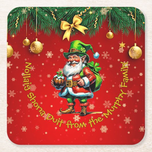 Naam - Irish Nollaig Shona Duit Merry Christmas Kartonnen Onderzetters (Voorkant)