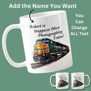 Naam is het gelukkigst bij het fotograferen van tr koffiemok