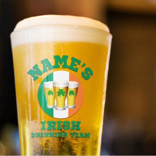 Naam is Iers Drink Team 3 Pint Glas