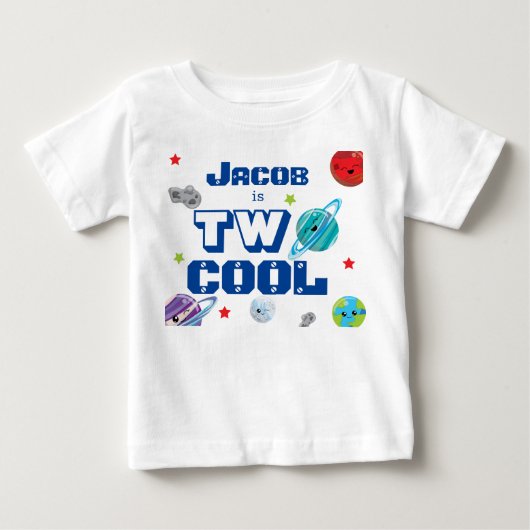 Naam is Two Cool Space Planets sterren verjaardag (Voorkant)