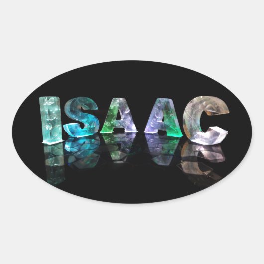Naam Isaac in 3D Lichten (Foto) Ovale Sticker (Voorkant)