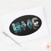 Naam Isaac in 3D Lichten (Foto) Ovale Sticker (Envelop)