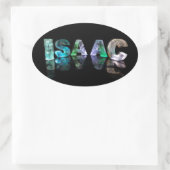 Naam Isaac in 3D Lichten (Foto) Ovale Sticker (Tas)