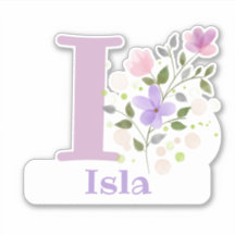 Naam Isla plus Initiaal met Floral Design