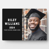 Naam jaar 2024 school modern zwart afstuderen fotoplaat (voorkant)